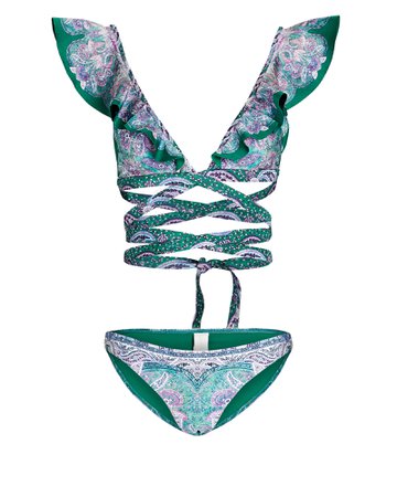 Zimmermann Anneke Ruffed Wrap Bikini Set | INTERMIX®