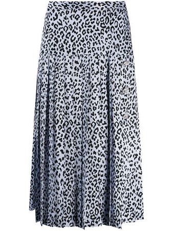 Alessandra Rich leopard print pleated midi skirt