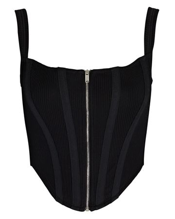 Dion Lee Rib Knit Zip-Front Corset Top In Black | INTERMIX®