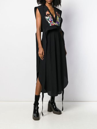 Black Stella McCartney Floral Patch Midi Dress | Farfetch.com