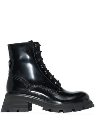 Shop Alexander McQueen leather lace-up boots with Express Delivery - FARFETCH
