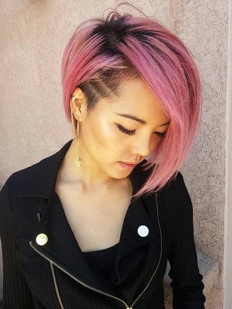 pink long pixie hair