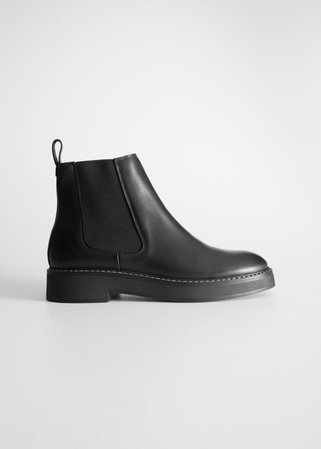 Leather Chelsea Boots - Black - Ankleboots - & Other Stories