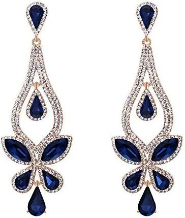 Amazon.com: BriLove Women's Wedding Bridal Crystal Teardrop Butterfly-Shape Pierced Dangle Earrings Navy Blue Gold-Tone: Clothing, Shoes & Jewelry