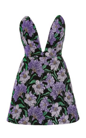 Strapless Floral Jacquard Mini Dress By Carolina Herrera | Moda Operandi