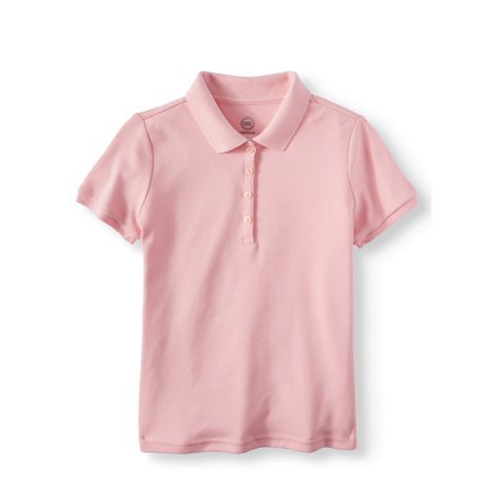 Wonder Nation - Girls School Uniform Short Sleeve Interlock Polo - Walmart.com