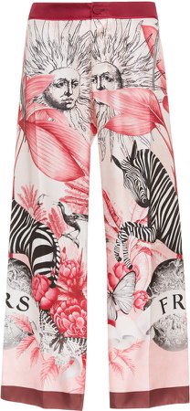 For Restless Sleepers Ceo Animal-Print Silk Cropped Pants Size: S
