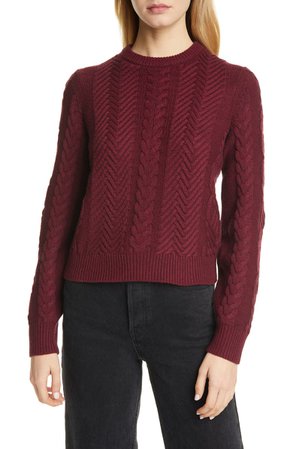 Theory Cable Wool & Cashmere Crop Sweater | Nordstrom