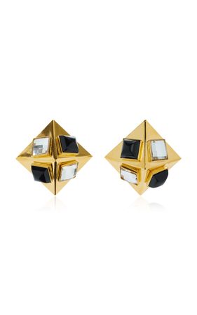 Crystal Gold-Tone Pyramid Earrings By Alessandra Rich | Moda Operandi