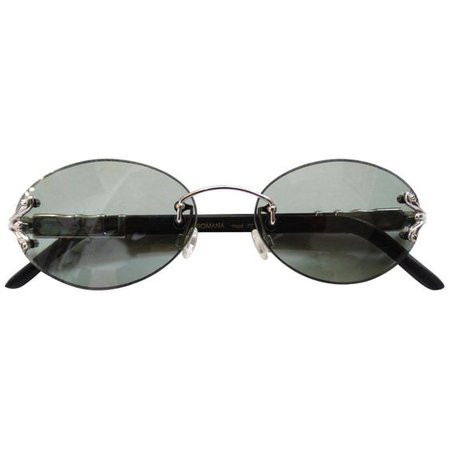 *clipped by @luci-her* 1stdibs Porta Romana 1990S Skinny Wood Stain Sunglasses, Black