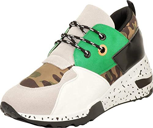 Amazon.com | Cambridge Select Women's Ugly Dad Retro 90s Colorblock Lace-Up Chunky Wedge Fashion Sneaker, 5, Green/Camouflage | Fashion Sneakers