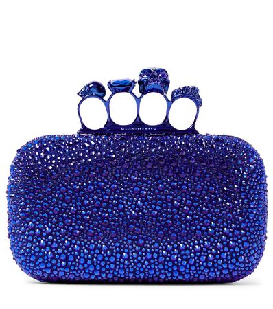 ALEXANDER MCQUEEN Four Ring crystal-embellished clutch