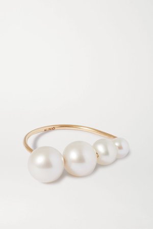 White + NET SUSTAIN Drop gold pearl ring | Saskia Diez | NET-A-PORTER