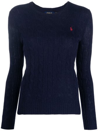 Polo Ralph Lauren logo-embroidered cable-knit Jumper - Farfetch