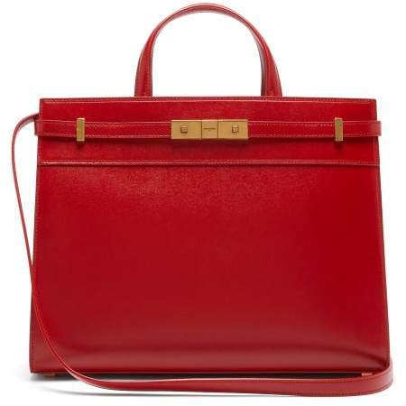 Manhattan Small Leather Tote Bag - Womens - Red