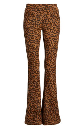 BLANKNYC Leopard Print Faux Suede Flare Pants | Nordstrom