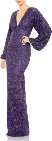 Long Sleeve Sequin Gown MAC DUGGAL