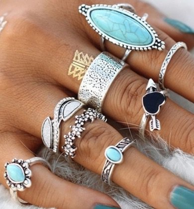 Silver / turquoise Ring Set