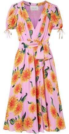 Floral-print Silk Crepe De Chine Wrap Midi Dress