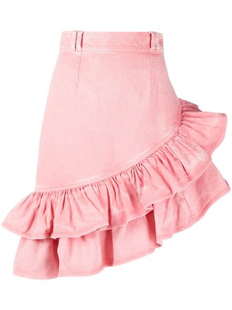 Balmain ruffle asymmetric skirt pink