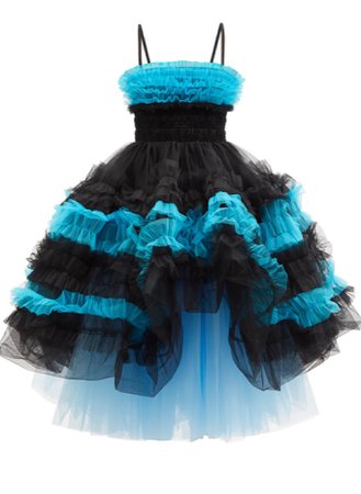 light blue and black ruffle dress