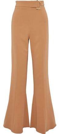 Belted Crepe Flared Pants