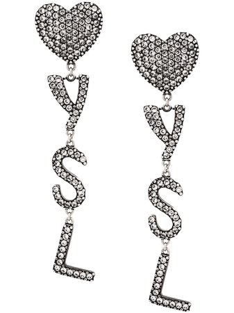Saint Laurent crystal-embellished Logo clip-on Earrings - Farfetch