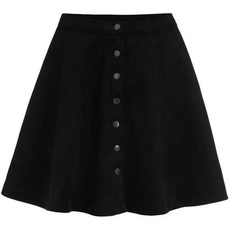 Black Buttons Flare Skirt