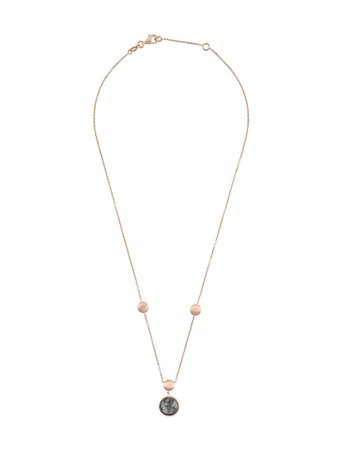 Tateossian 14kt rose gold round Kensington single stone necklace gold NL2288 - Farfetch