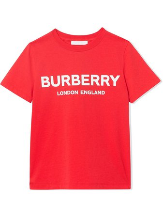 Burberry Kids Teen Logo Print Cotton T-Shirt