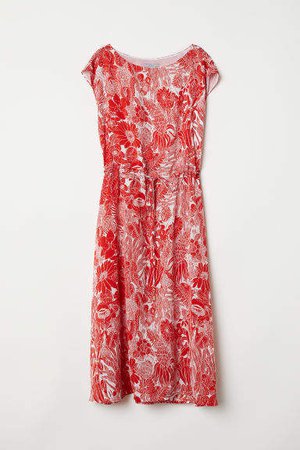 Sleeveless Drawstring Dress - Red