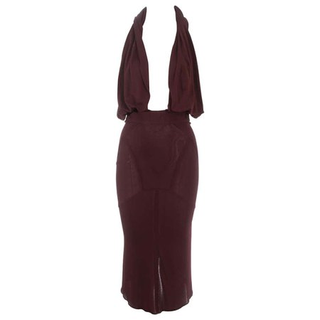 Azzedine Alaia red jersey halter neck evening dress, ss 1984 For Sale at 1stdibs