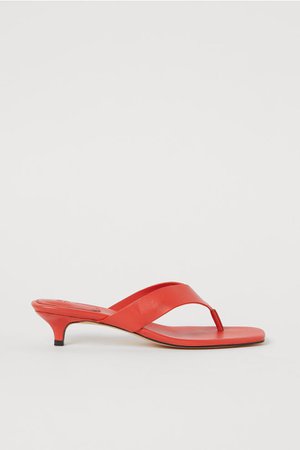 Sandaler i læder - Orangerød - | H&M DK