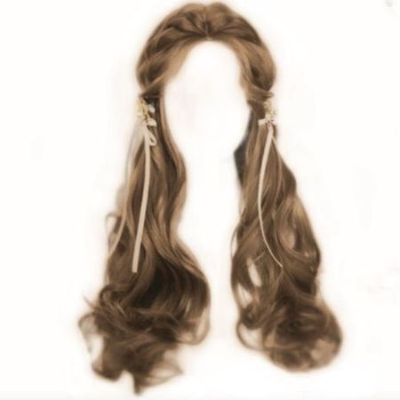 long wavy brown hair braided braid hairstyle ribbons bows