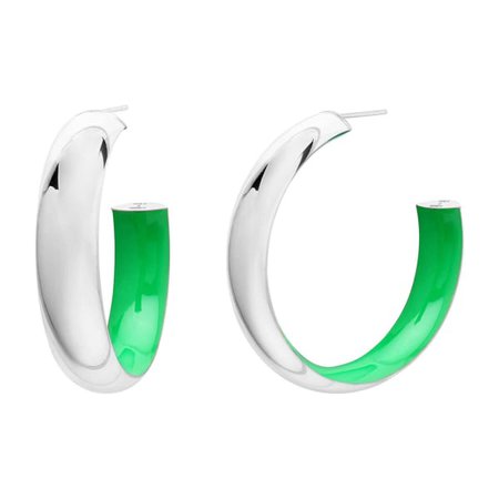 Inside Out Silver Hoops - Green | Gold & Honey | Wolf & Badger