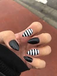 acrylic black and white striped nails - Google Search