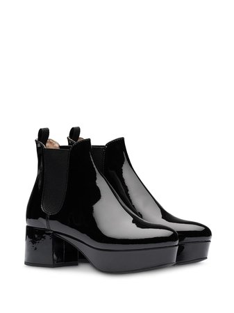 Miu Miu Patent Block Heel 50Mm Ankle Boots 5TP232F050XV4 Black | Farfetch