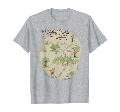 Amazon.com: Disney Winnie The Pooh 100 Acre Woods Map T-Shirt: Clothing
