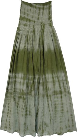 Sage Green Tie Dye Voile Skirt Dress | Green | Vacation, Beach, Tie-Dye, Bohemian