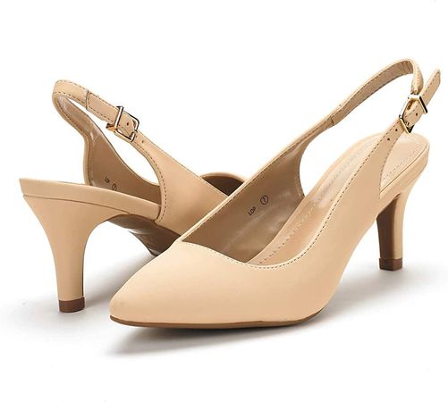 Amazon.com | DREAM PAIRS Women's LOP Nude Suede Low Heel Pump Shoes - 6.5 M US | Pumps
