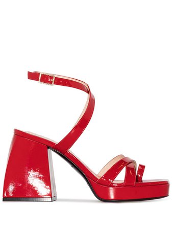 Nodaleto chunky block 85mm heel sandals red NO41030Leather - Farfetch