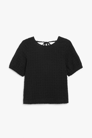 Seersucker blouse - Black - Shirts & Blouses - Monki WW