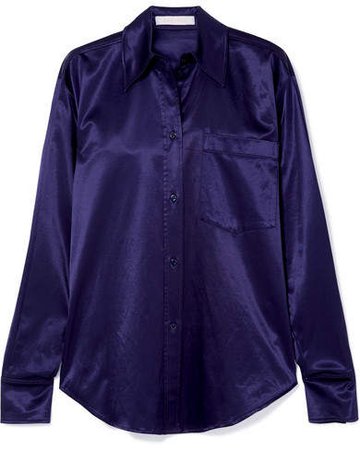 Stretch Cotton-blend Satin-piqué Shirt - Indigo