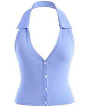 light blue collar vest crop top