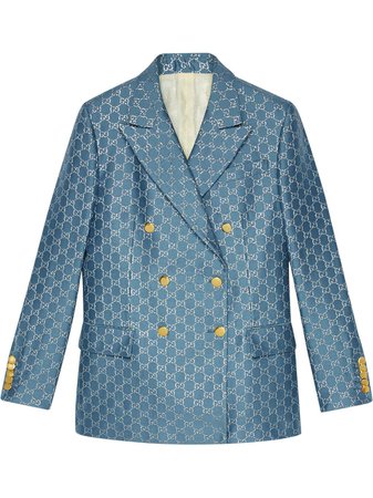 Shop blue & silver Gucci GG logo-print blazer with Express Delivery - Farfetch