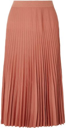 Pleated Wool Midi Skirt - Blush