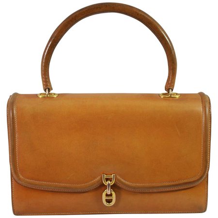 Hermes 60's Vintage Natural Leather Chaine D'ancre Bag For Sale at 1stdibs
