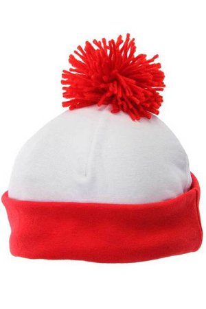 Waldo Beanie, Signature White Hat with Red Band and Red Pom-Pom Officially Licensed | 3WISHES.COM