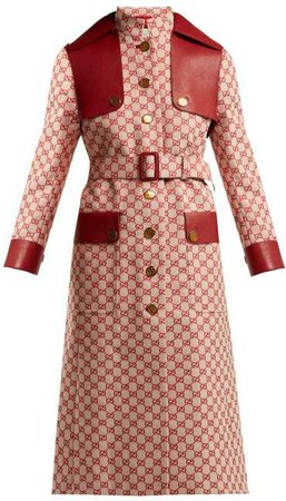 Gg Canvas Cotton Trench Coat - Womens - Red Multi