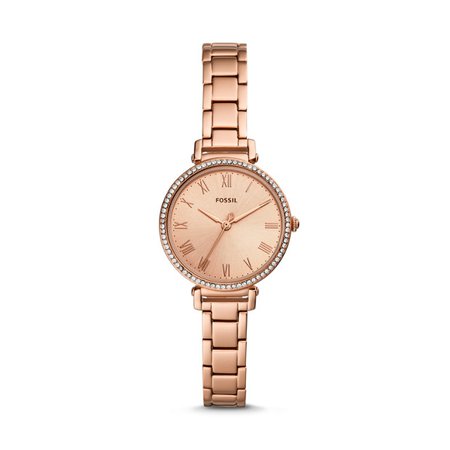 Kinsey Three-Hand Rose Gold-Tone Stainless Steel Watch - Fossil